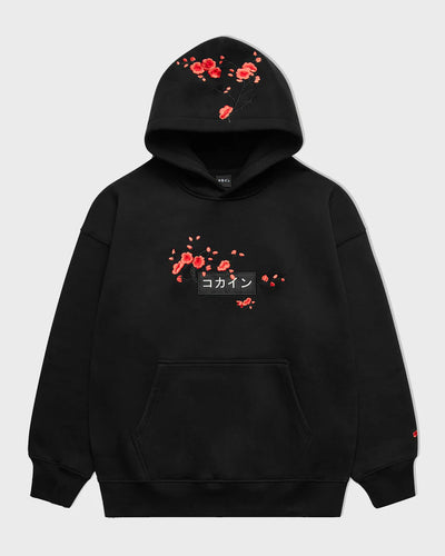 KOKAINE ~ "Red Blossom" Embroidered Hoodie // BLACK