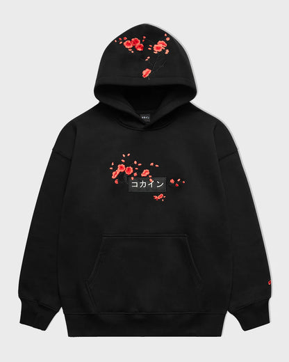 KOKAINE ~ "Red Blossom" Embroidered Hoodie // BLACK