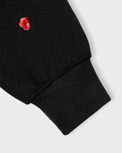 KOKAINE ~ "Red Blossom" Embroidered Hoodie // BLACK