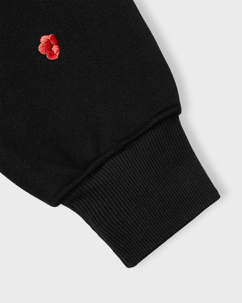 KOKAINE ~ "Red Blossom" Embroidered Hoodie // BLACK