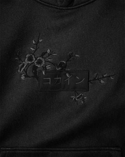 KOKAINE ~ "Black Blossom" Embroidered Hoodie // BLACK
