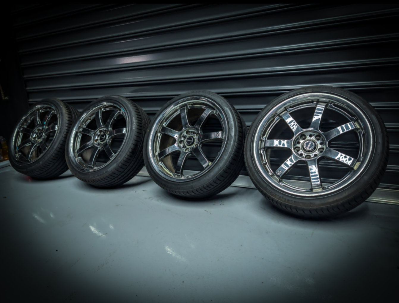 19" Chrome Rays Gram Lights Staggered Wheels x 4