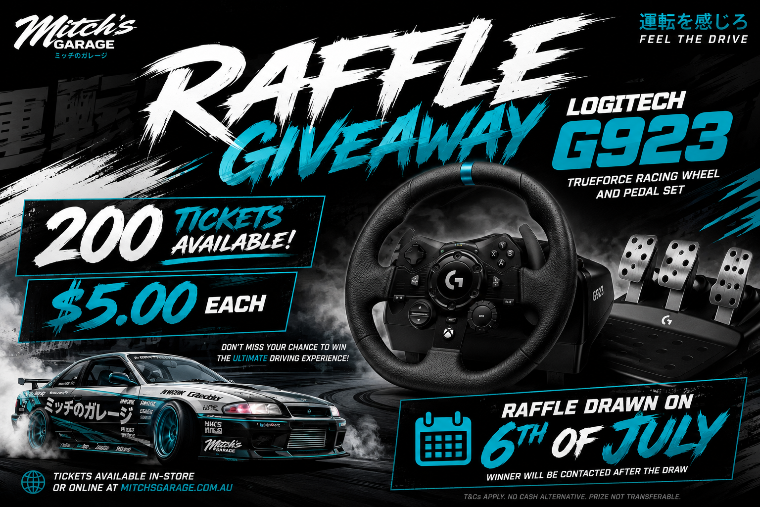 LOGITECH G923 TRUEFORCE Racing Simulator (XBOX/PC) Raffle TICKET x1 🎟️