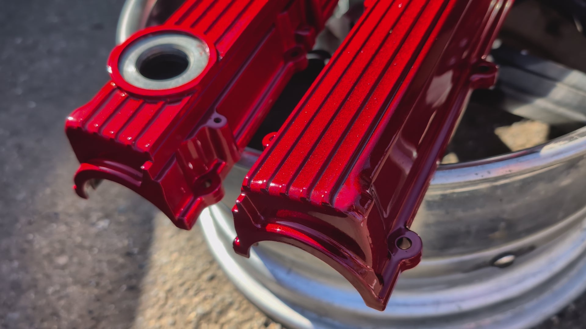 Nissan Skyline RB20 CANDY Red Top Finned Rocker Covers