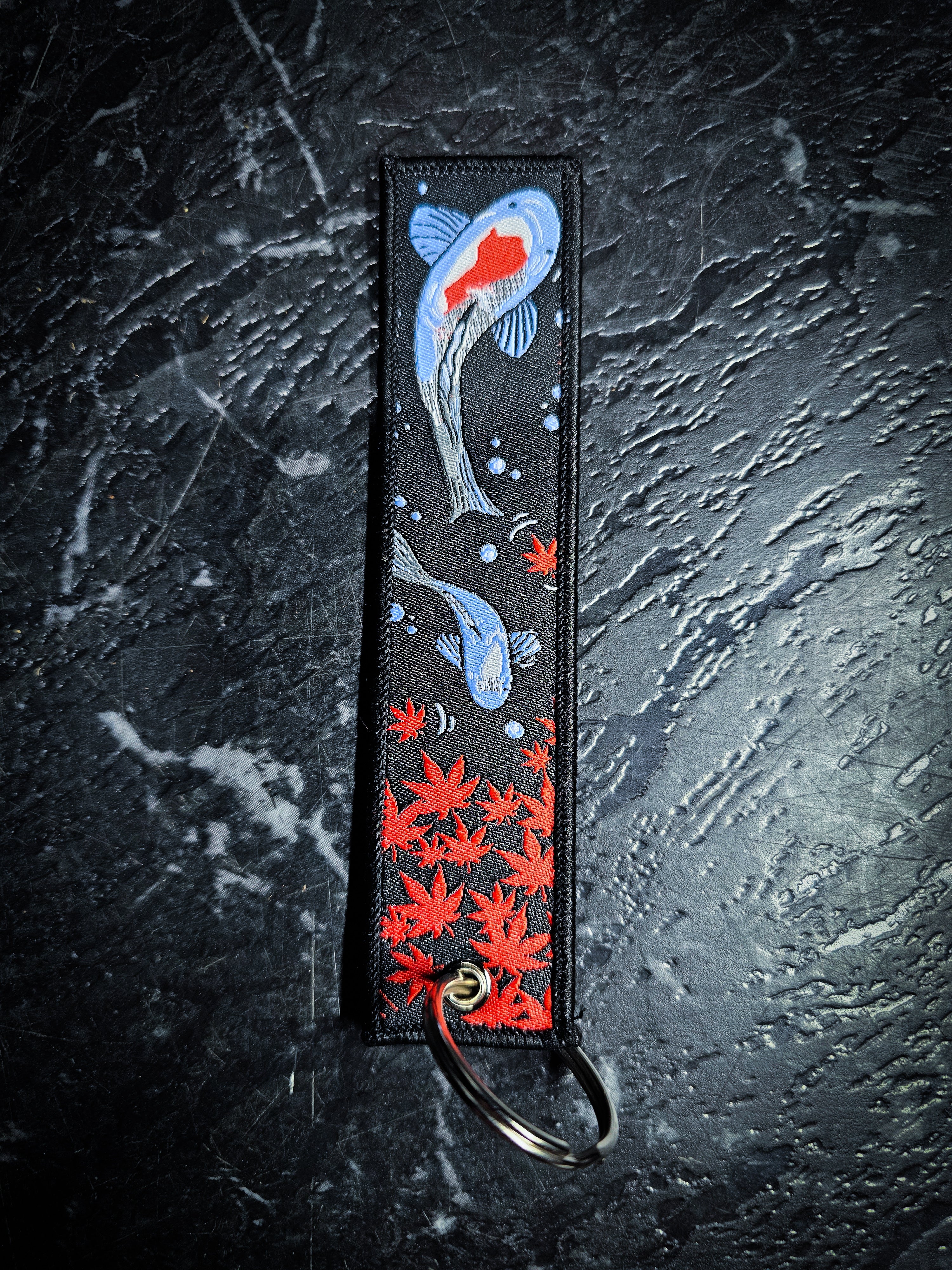 Lucky Japanese Koi Fish Black Keys Tag