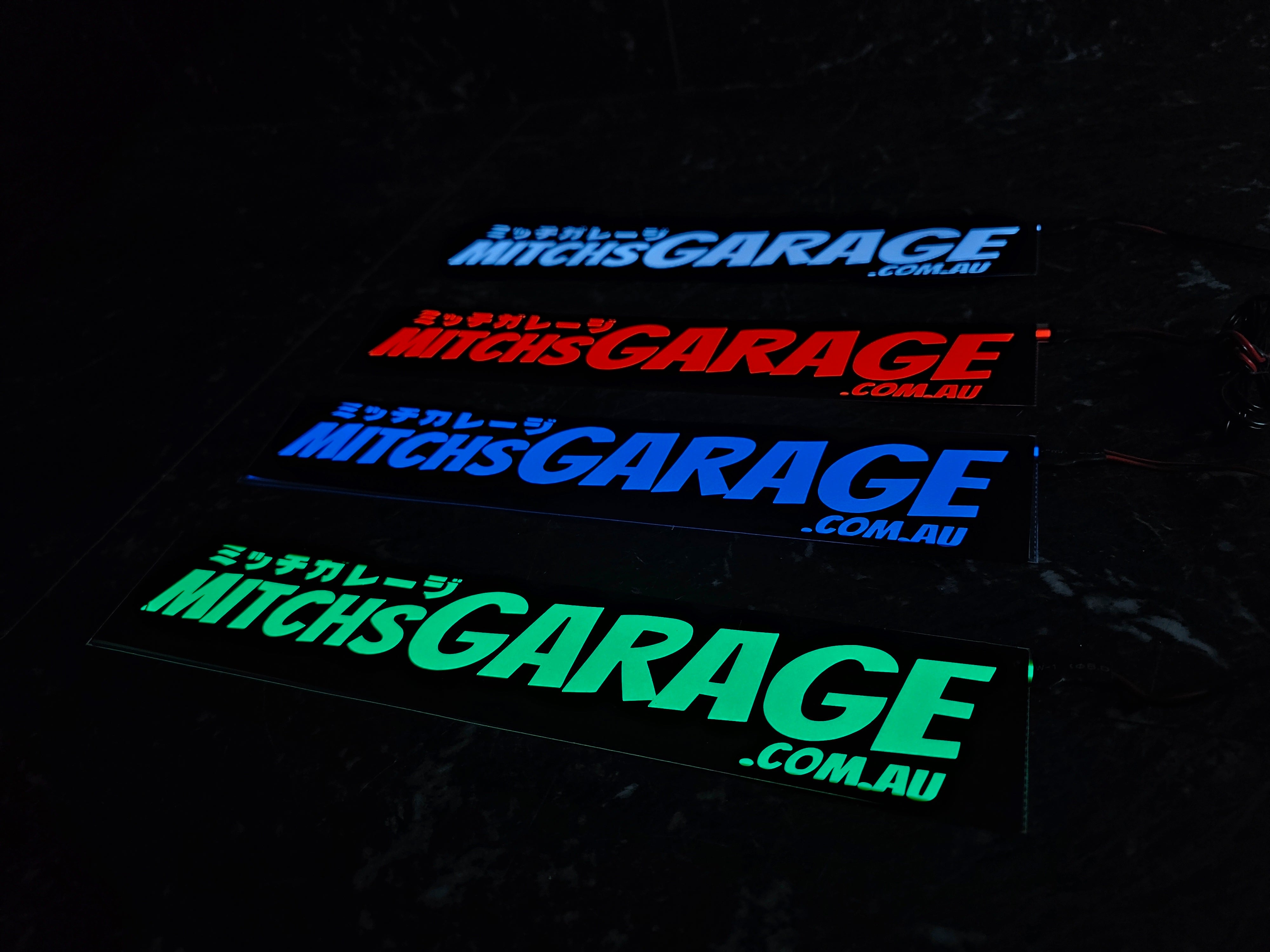 Mitchs Garage DEEP BLUE Glow Window Panel