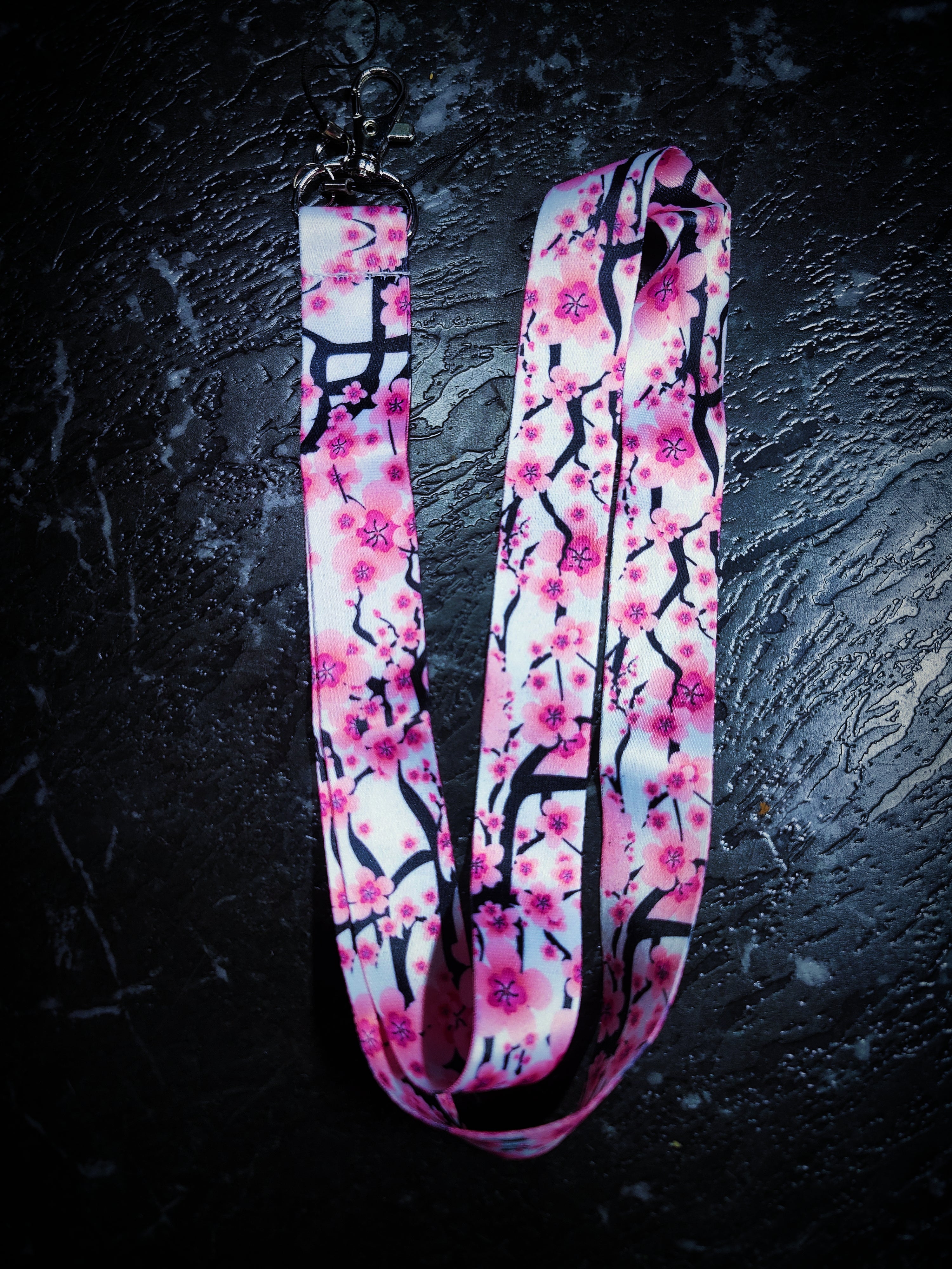 White Cherry Blossoms Lanyard