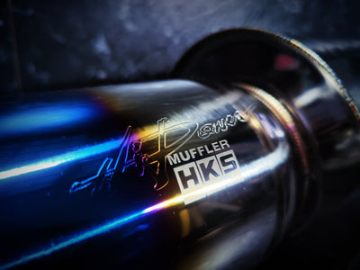 Large HKS By Design High Power Muffler BURNT Tip