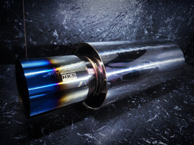 Large HKS By Design High Power Muffler BURNT Tip